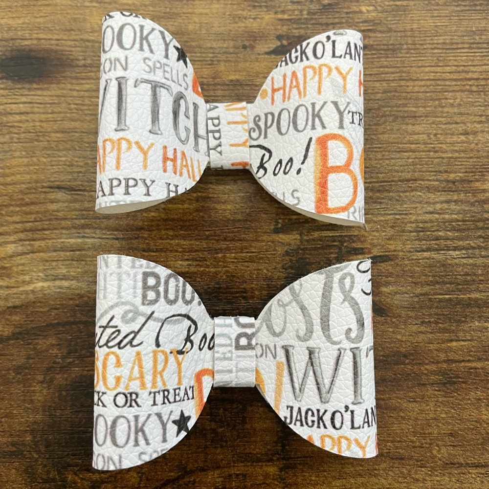 Halloween faux leather girl bow set